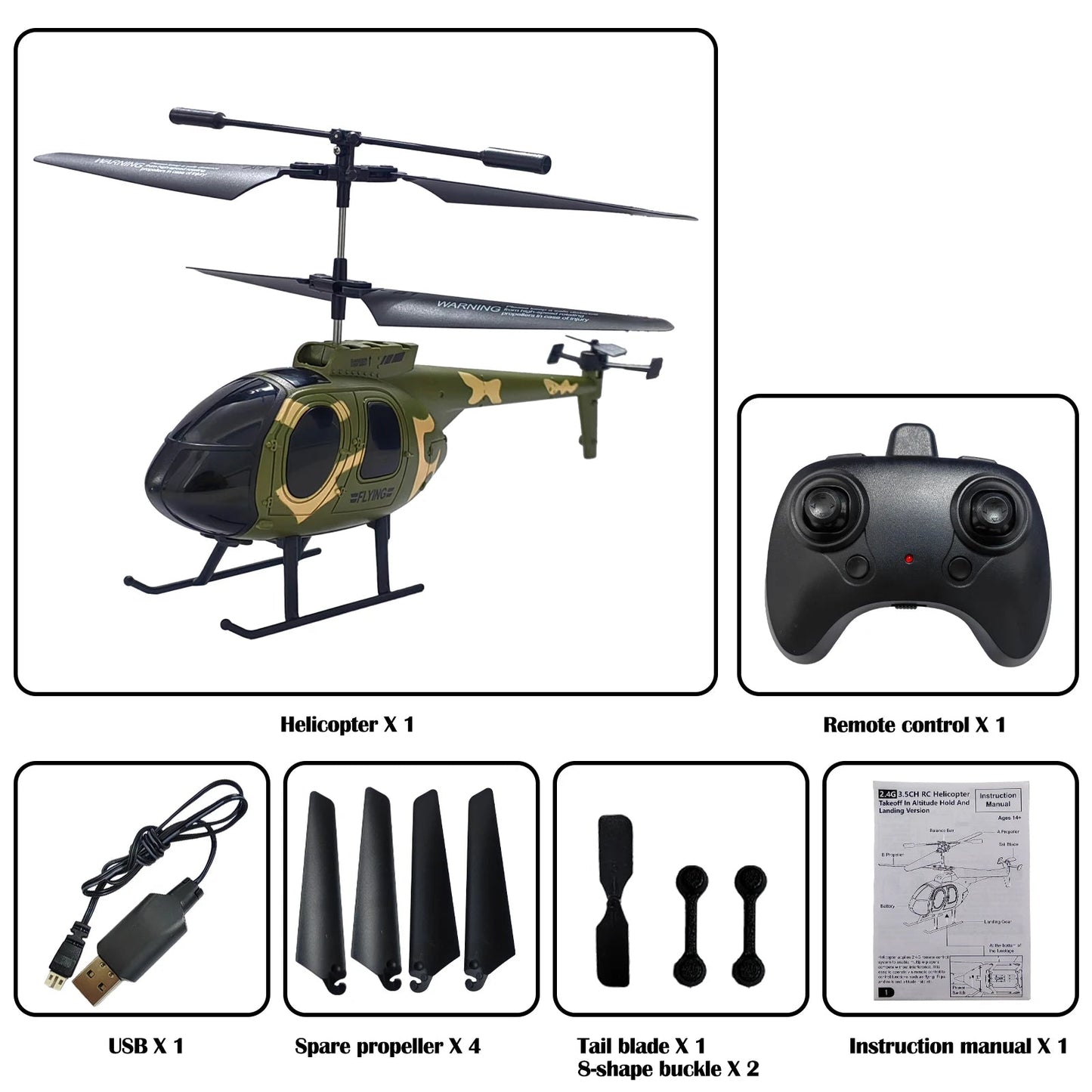 Jouet Hélicoptère Militaire RC - RC Télécommandé