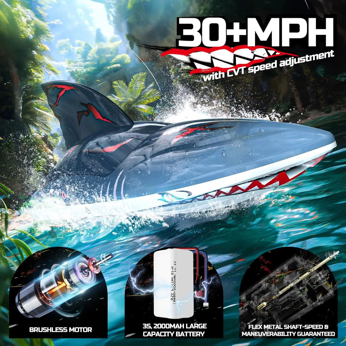 Bateau Requin RC Ultra Rapide - RC Télécommandé