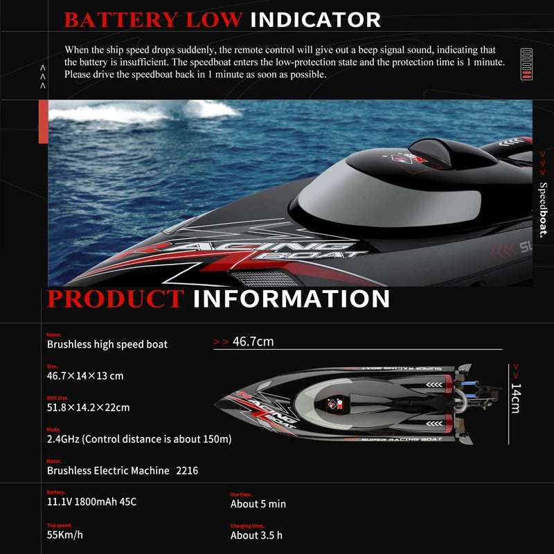 Bateau Télécommandé Ultra Rapide - RC Télécommandé