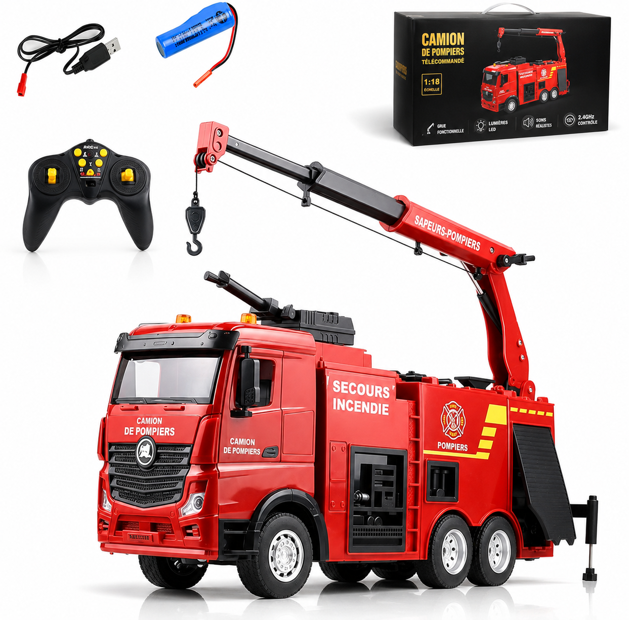 Camion de Pompier Grue Radiocommandé